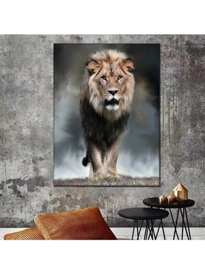 Aslan Leopar Hd Baskı Kanvas Tablo Hd Dijital Baskı Dikey Kanvas Tablo 8443C