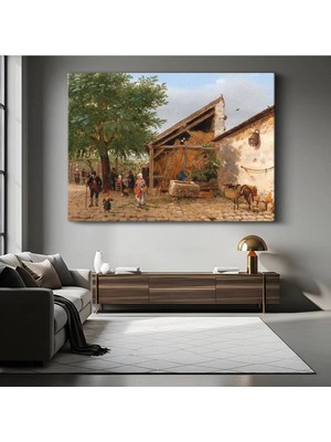 Ludwig Munthe Köy Çeşmesi Kırsal Resmi Kanvas Tablo Duvar Tablosu Dekoratif Ressam Tablosu
