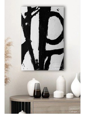 Exclusive Modern Soyut Yağlı Boya Görünümlü Boya Efektli Dekoratif Hd Baskı Dikey Kanvas Tablo 5641S