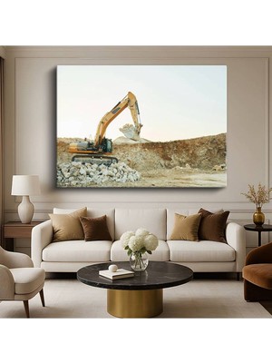 Ekskavatör Inşaat Sahası Iş Kanvas Tablo Makinesi Toprak Kepçe Tablo