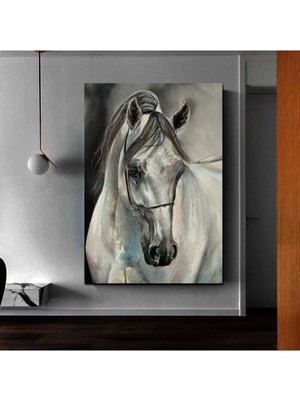 Yağlı Boya Görünümlü Boya Görünümlü At Tablosu Premium Kalite Hd Dijital Baskı Dikey Kanvas Tablo