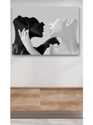 GülsenArt Siyah Beyaz Kadın Heykel Görünümlü Kanvas Duvar Tablo Hd Dijital Baskı Yatay Kanvas Tablo 852