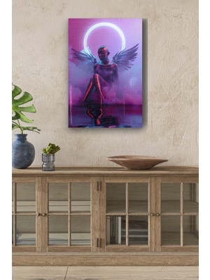 Kanatlı Metal Görünümlü Insan Yağlı Boya Görünümlü Hd Dijital Baskı Dikey Kanvas Tablo 424