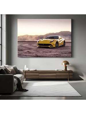 Ferrari F12 Berlinetta Sarı Kanvas Tablo Italyan Süper Otomobil Maranello Tablo
