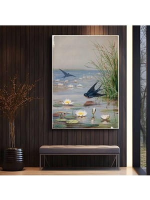 Fidelia Bridges Nilüferli Göl Doğa Manzarası Kanvas Tablo Duvar Tablosu Dekoratif Ressam Tablosu