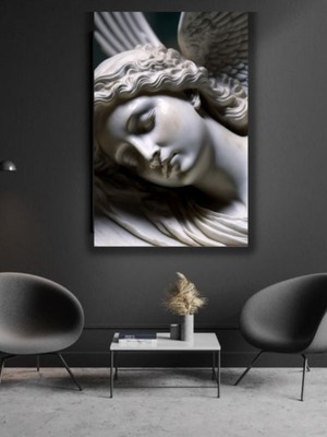 Melek Heykeli Salon Oturma Odası Ofis Için Dekoratif Dijital Baskı Hd Baskı Dikey Kanvas Tablo