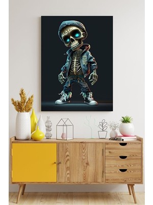 GülsenArt Skeleton Temalı Dekoratif Hd Baskı Kanvas Tablosu Hd Dijital Baskı Dikey Kanvas Tablo 1