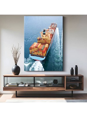 GülsenArt Kargo Gemisi Okyanus Taşımacılığı Kanvas Tablo Deniz Ticaret Sanatı Tablo