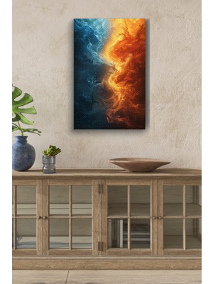 Su ve Ateş Hd Baskı Kanvas Tablo Hd Dijital Baskı Dikey Kanvas Tablo