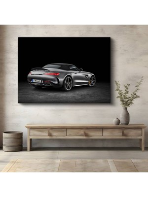 GülsenArt Mercedes-Amg Gt Gümüş Lüks Kanvas Tablo Alman Performansı Spor Otomobil Tablo