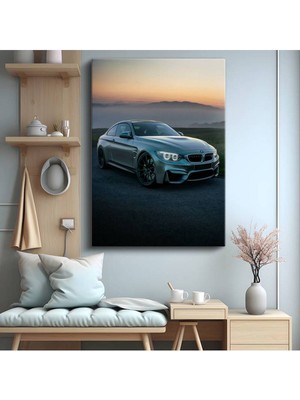 Bmw M4 Alacakaranlık Kanvas Tablo Alman Coupe Bavyera Gri Tablo