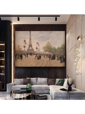GülsenArt Jean Béraud Eyfel Kulesi Paris Manzarası Kanvas Tablo Duvar Tablosu Dekoratif Ressam Tablosu