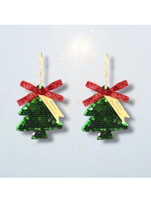 My Balli Store Yılbaşı Süsü 2'li Pullu Çam Ağacı Yeşil 10 cm