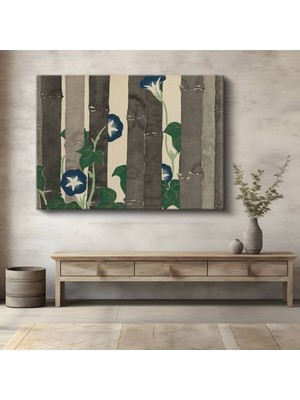 GülsenArt Ogata Korin Bambu Sabah Sefası Çiçekleri Kanvas Tablo Duvar Tablosu Dekoratif Ressam Tablosu