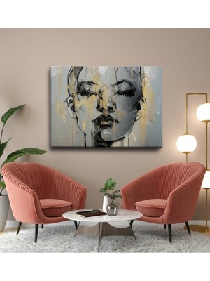 Dekor Ofisi Karakalem Soyut Kadın Dekoratif Hd Dijital Baskı Yatay Kanvas Tablo Dekor Tablo