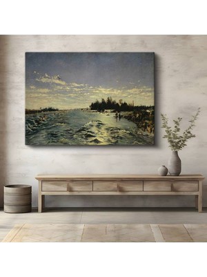GülsenArt Charles-François Daubigny Nehir Su Manzarası Kanvas Tablo Duvar Tablosu Dekoratif Ressam Tablosu