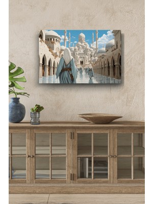 GülsenArt Saray Detaylı Sanatsal Çalışma Yatay Yağlı Boya Görünümlü Hd Baskı Kanvas Tablo