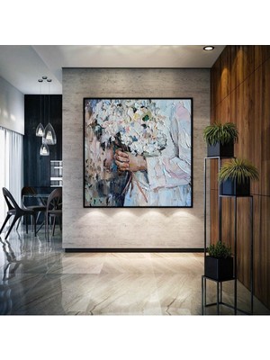 Yağlı Boya Görünümlü Boya Görünümlü Soyut Tablo Hd Dijital Baskı Kare Kanvas Tablo 612