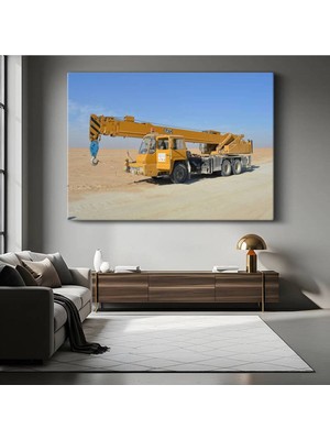 Kato Vinç Iş Makinesi Kanvas Tablo Çöl Manzarası Japon Teknolojisi Tablo