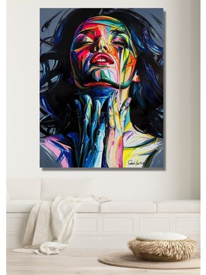 Renkli Kadın Hd Dijital Baskı Dikey Kanvas Tablo Yatak Çocuk Odası Mutfak Ofis Için Duvar Dekoru