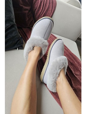 50 02 Topukla Kadın Dışı Hakiki Deri Içi Hakiki Kürklü Ev Pandufu