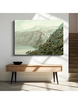 John Robert Cozens Dağ Gölü Doğa Manzarası Kanvas Tablo Duvar Tablosu Dekoratif Ressam Tablosu