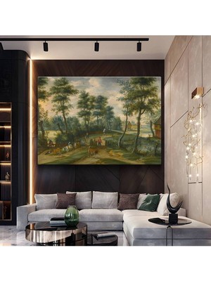 GülsenArt Jan Brueghel Kırsal Peyzaj Sanatı Kanvas Tablo Duvar Tablosu Dekoratif Ressam Tablosu
