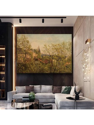 GülsenArt Camille Pissarro Bahar Mevsimi Doğa Manzarası Kanvas Tablo Duvar Tablosu Dekoratif Ressam Tablosu