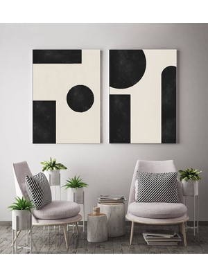 Soyut Temalı Siyah Beyaz Dekoratif Hd Dijital Baskı Dikey Kanvas Tablo 2 Li Set Olarak Satılmaktadır