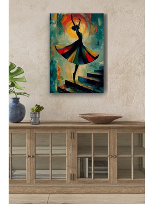GülsenArt Dans Eden Balerin Sanatsal Yağlı Boya Görünümlü Hd Dijital Baskı Dikey Kanvas TABLO56