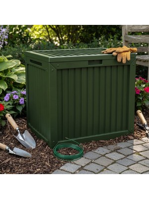 Krommet Çok Amaçlı Sökülebilir Kapaklı Kilitlenebilir Bahçe Balkon Kamp Sandığı Depolama Sandığı 130 Lt
