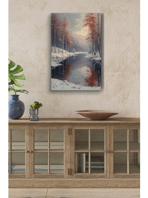 Şehir Kuzeyde Donmuş Kış Vadisi Hd Dijital Baskı Dikey Kanvas Tablo