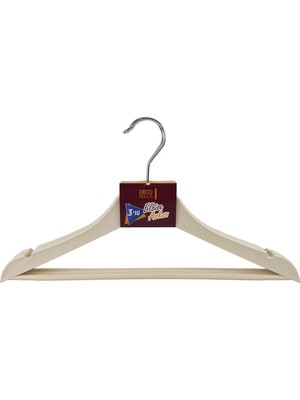 Matmel Ahşap Görünümlü 3'lü Plastik Askı - Krem