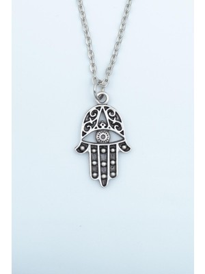 IDR Fatma Ana Eli Gümüş Kaplama Düz Zincir Kolye