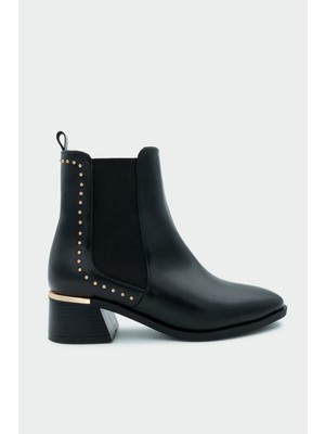 Laminta Rachel Siyah Troklu Hakiki Deri Bot