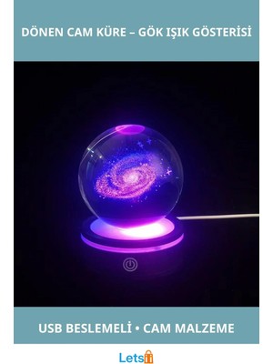 Letsii Usb'li Samanyolu Tasarımlı Dönen Cam Küre