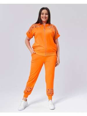 Şans Kadın Büyük Beden Oranj, Göğüs ve Paça Detaylı Ikili Takım 65N38934