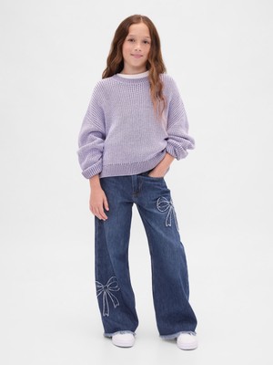Gap Kız Çocuk Mavi Low Rise Stride Wide-Leg Jean Pantolon