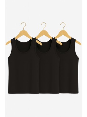 Alissa Erkek %50 Pamuk-%50 Modal Klasik Siyah 3'lü Atlet W2İK1L1KK2E.3LU