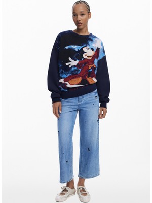 Desigual Yuvarlak Yaka Desenli Siyah Kadın Sweatshırt 25WWSK15