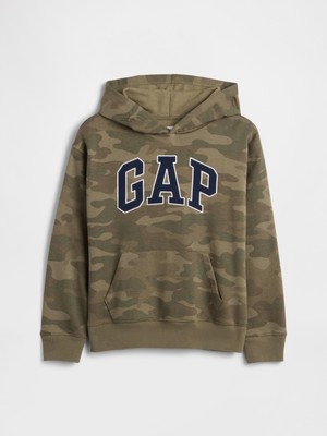 Gap Erkek Çocuk Kamuflaj Relaxed Gap Logo Kamuflaj Kapüşonlu Sweatshirt