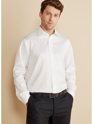 Brooks Brothers Regular Fit Klasik Yaka Beyaz Erkek Gömlek BBFW25MSH021