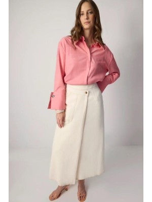 Touche Kruvaze Naturel Denim Etek Krem