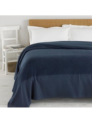 Metinev Çift Kişilik Waffle ve Akfil Karışık Lacivert Pike Takımı