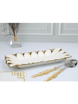 Roy King Royking Flora Gold Dik.derin Sunum Tabak 45*16*6 cm Sln 021
