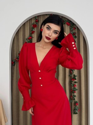 Nnstartshopping  Meta Düğme Detaylı Elbise