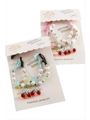 Fantastik Store 2 Adet Kiraz Zirkon Taşlı Lüks Ip Bileklik