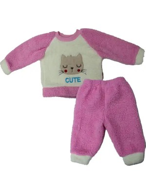 CNS Pembe Kedili Peluş Eşofman Takımı