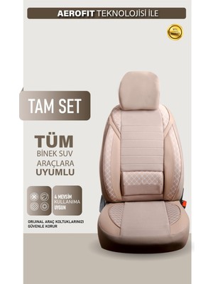 AG Store Mini Copper Contryman Uyumlu Yarı Deri Oto Koltuk Kılıfı Ön/arka Set Elix Seri Bej