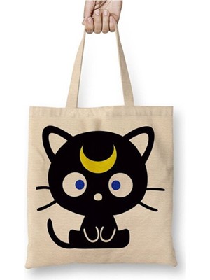 Toyaso Sailor Moon Luna Bez Çanta Uzun Saplı Alışveriş Çantası Plaj Çantası